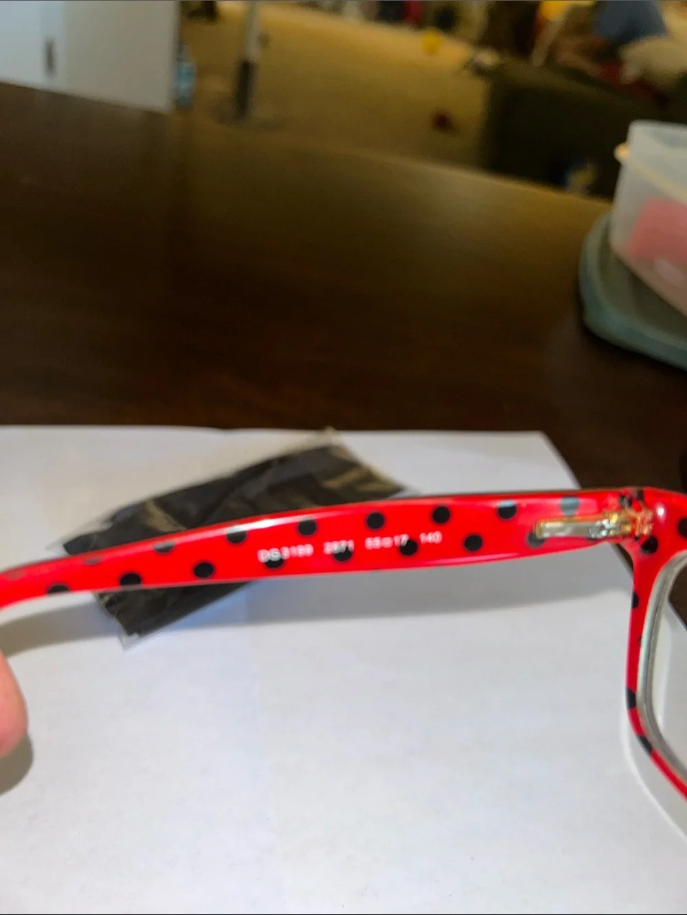 RX Dolce & Gabbana Black Frame Glasses with Red Polka-Dot Temples